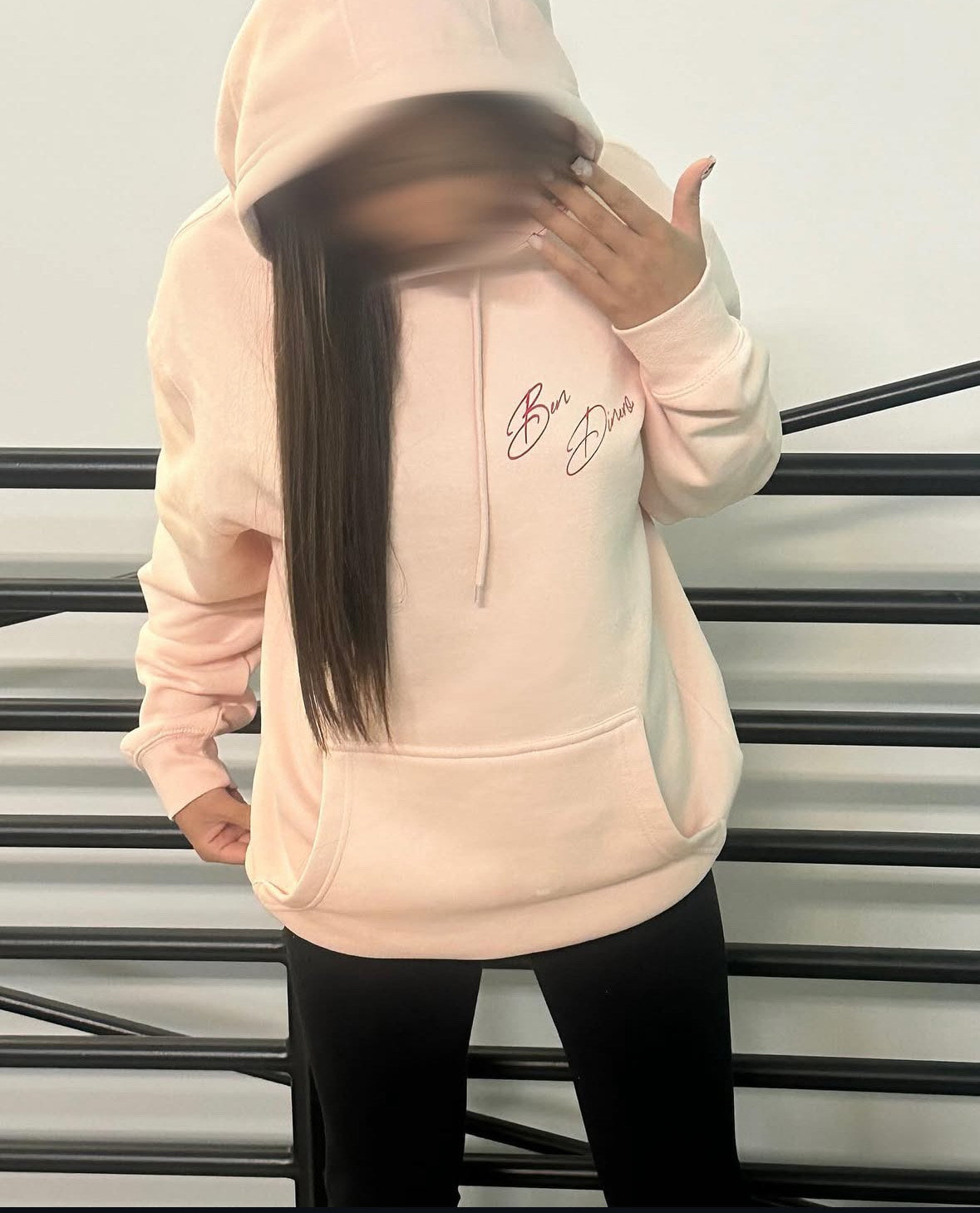 pink hoodie